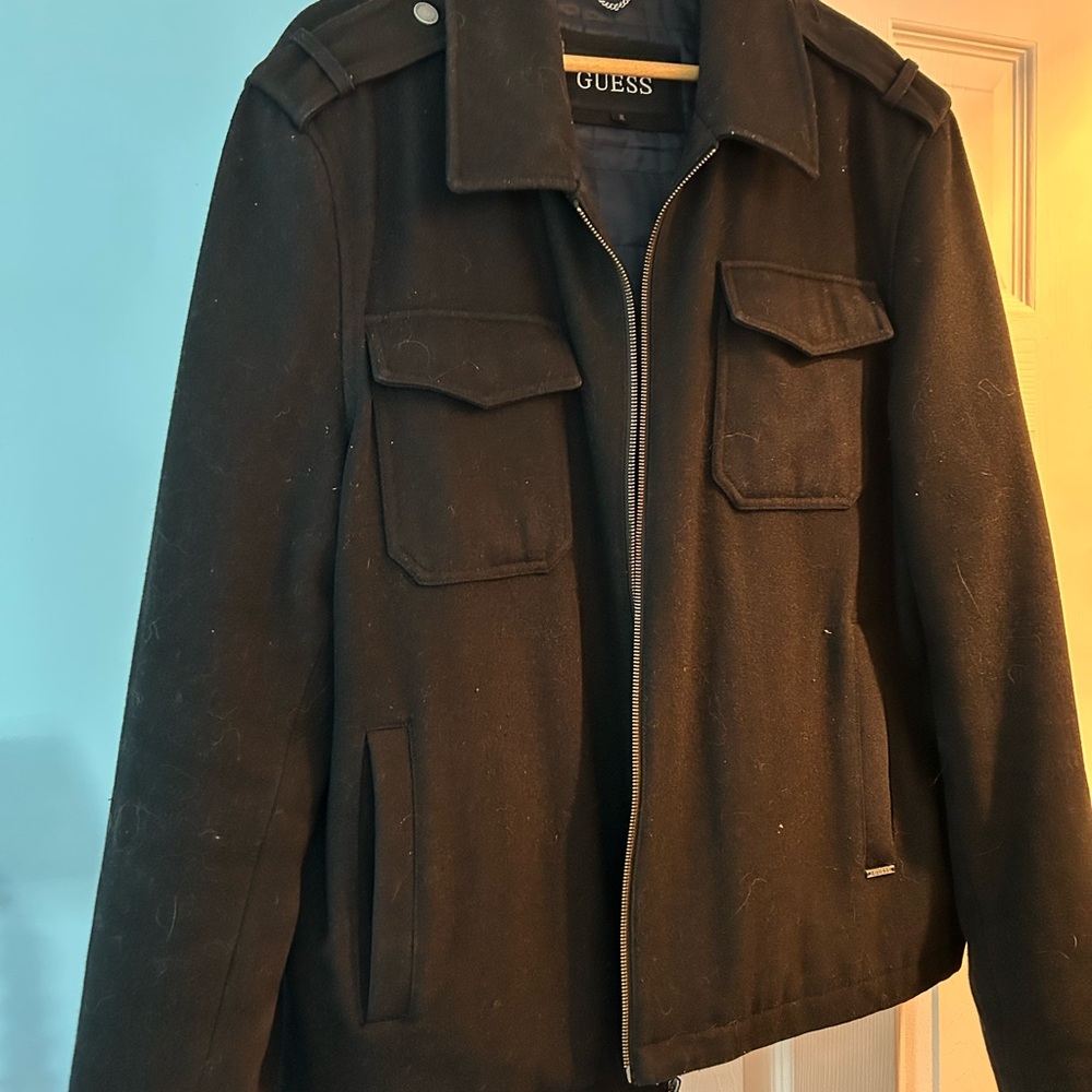 GUESS Men's Dark Military Jacket